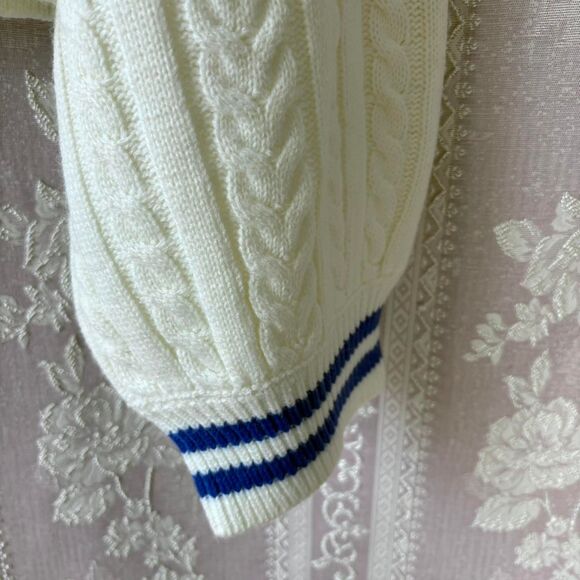 Dolls Kill Women's Cream and Blue Archies Comics Cable Knit Sweater - Picture 3 of 5